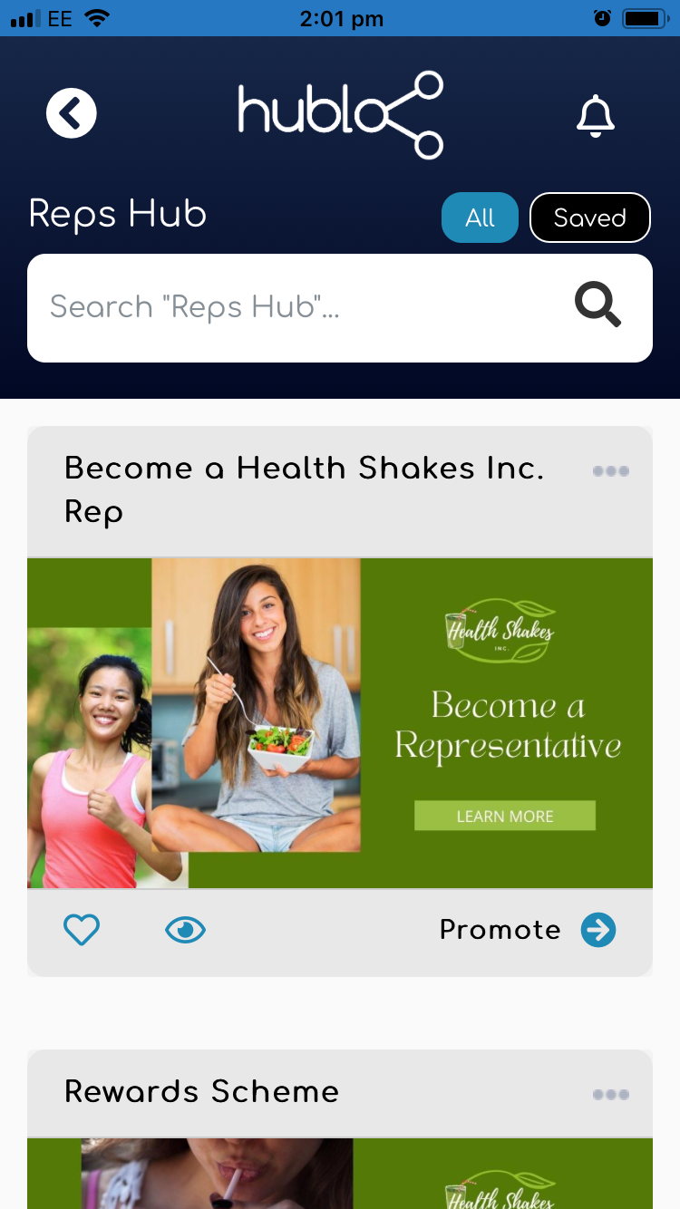 Share promotions on Hublo